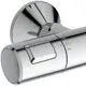 Chromfarbener Duschthermostat von Ideal Standard mit verstellbarem Regler und Temperaturmarkierung. Ideal für die Steuerung der Wassertemperatur in Duschen.